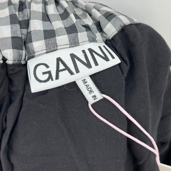 GANNI | NWT Check Mini Bubble Skirt in Black Gingham Taffeta 38 / US 6 - Picture 6 of 14